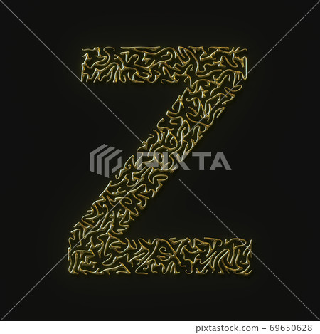 High resolution letter Z symbol made of molded golden lines. 3d rendering High resolution letter Z symbol made of molded golden lines. 3d rendering 69650628