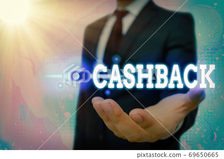 Text sign showing Cashback. Conceptual photo Text sign showing Cashback. Conceptual photo 69650665