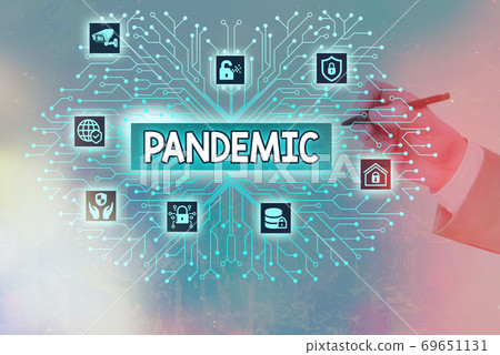 Writing note showing Pandemic. Business photo Writing note showing Pandemic. Business photo 69651131