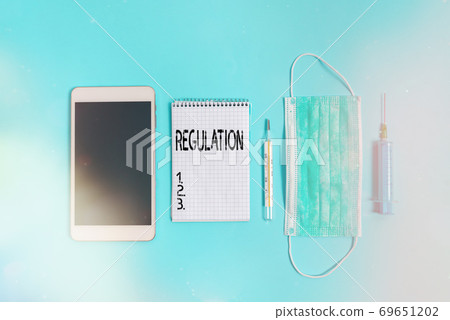 Writing note showing Regulation. Business photo 69651202