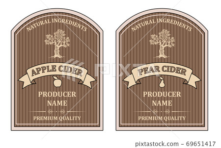Set labels for Apple and Pear Cider template retro vector isolated 69651417