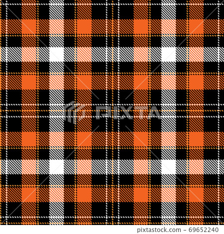 Tartan Cloth Pattern. Checkered plaid vector illustration. Seamless background of Scottish style great for wallpapers, textiles, decorations, festive wrappings. The orange, white, black colors. Tartan Cloth Pattern. Checkered plaid vector illustration. Seamless background of Scottish style great for wallpapers, textiles, decorations, festive wrappings. The orange, white, black colors. 69652240