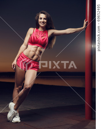 outdoor sport sexy athletic young woman working out in gym 69652495