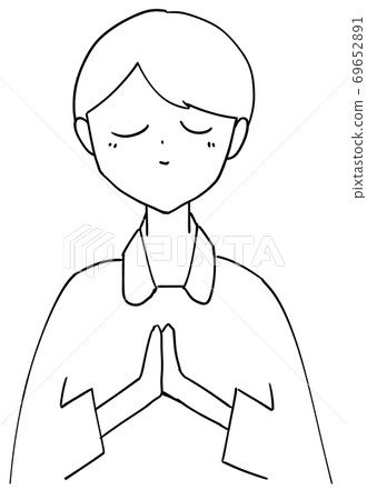 Nurse holding hands [line art] 69652891