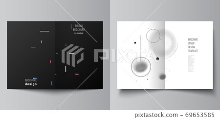 Vector layout of two A4 format cover mockups design templates for bifold brochure, flyer, magazine, cover design, book design, brochure cover. Tech science future background, space astronomy concept. Vector layout of two A4 format cover mockups design templates for bifold brochure, flyer, magazine, cover design, book design, brochure cover. Tech science future background, space astronomy concept. 69653585