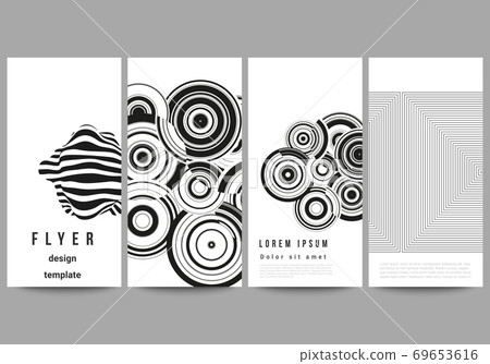 The minimalistic vector illustration of the editable layout of flyer, banner design templates. Trendy geometric abstract background in minimalistic flat style with dynamic composition. 69653616