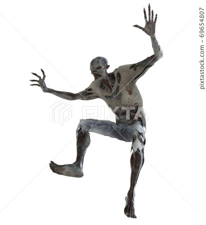 Zombie monster isolated on white 3d illustration 69654807