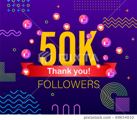Thank you 50k followers numbers. Congratulating multicolored thanks image for net friends likes. Thank you 50k followers numbers. Congratulating multicolored thanks image for net friends likes. 69654810
