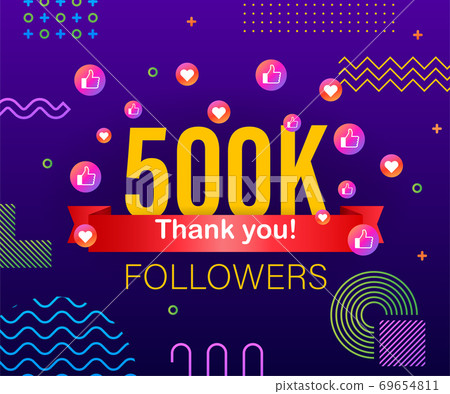 Thank you 500k followers numbers. Congratulating multicolored thanks image for net friends likes. Thank you 500k followers numbers. Congratulating multicolored thanks image for net friends likes. 69654811