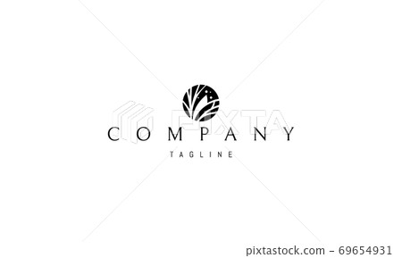 Vector black logo on which an abstract image of jungle thickets in a circle. Vector black logo on which an abstract image of jungle thickets in a circle. 69654931