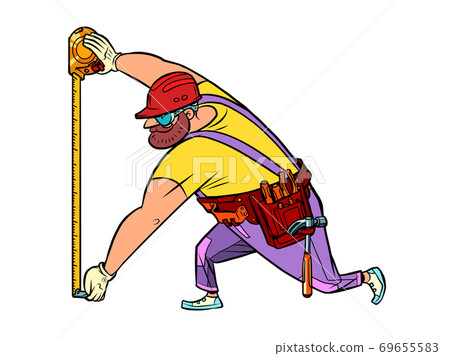 Builder with measuring tape Builder with measuring tape 69655583