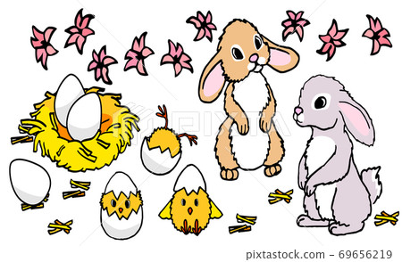 Easter mascot sticker set on white isolated backdrop stock vector illustration 69656219