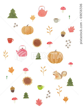 甜點和秋天的植物圖案 甜點和秋天的植物圖案 69656506