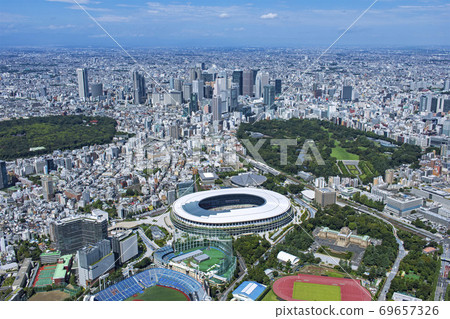 國家體育館和新宿子中心周邊/鳥瞰圖.2020拍攝 69657326