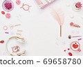 Woman home office desk workspace with copy space 69658780