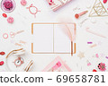Creative flat lay young female student workspace 69658781