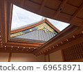 Traditional architectural roof looking up from the courtyard 69658971
