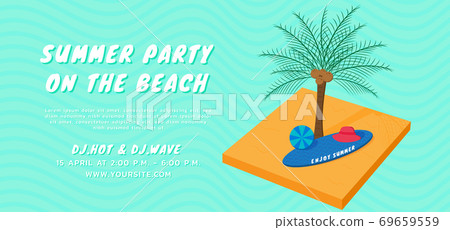 Summer part on the beach mockup coconut tree design Summer part on the beach mockup coconut tree design 69659559
