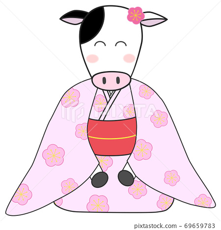 Cow In Kimono - Stock Illustration [69659783] - Pixta