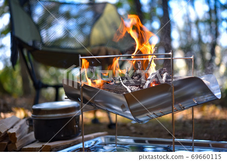露營照片篝火火焰 69660115