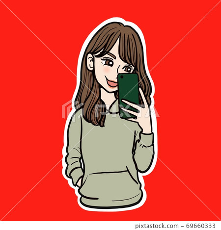 一個女人帶著白色邊框的自畫像 一個女人帶著白色邊框的自畫像 69660333