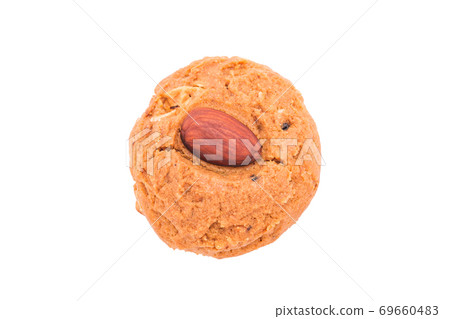 Almond cookie on white background 69660483