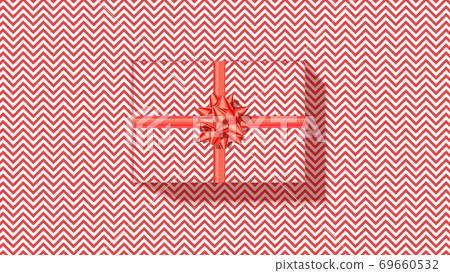Gift box with zig-zag pattern. Monochrome red Gift box with zig-zag pattern. Monochrome red 69660532