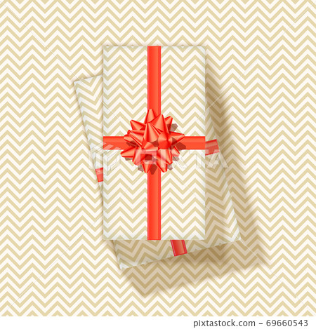 Stack of gift boxes with red ribbon and bow tie 69660543