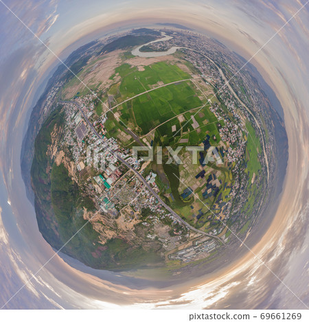 Mountains, river and city of Nha Trang, view from a drone Mountains, river and city of Nha Trang, view from a drone 69661269