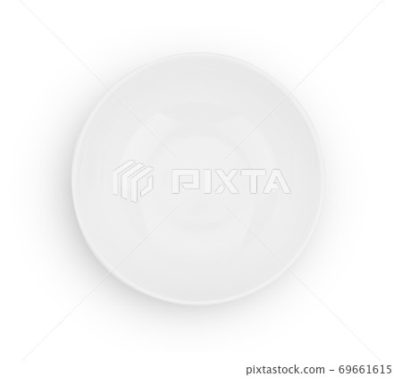 Top view of white empty ceramic dip bowl isolated on white 69661615