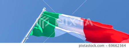 3D rendering of the national flag of Italy waving in the wind 3D rendering of the national flag of Italy waving in the wind 69662364