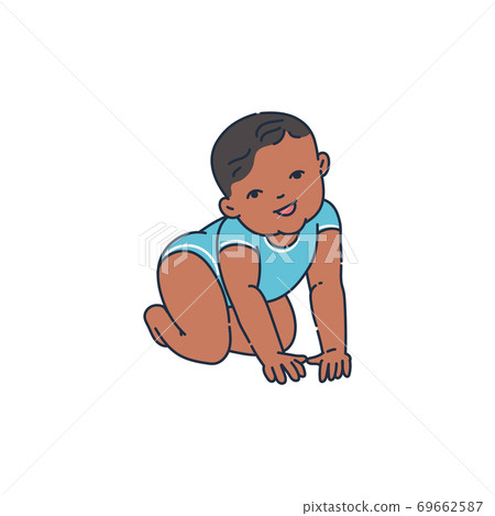 Child crawling at first year of life, sketch vector illustration isolated. 69662587