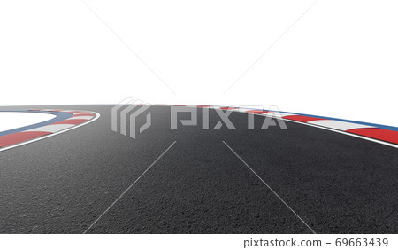 Curved asphalt racing track road isolated on white background Curved asphalt racing track road isolated on white background 69663439