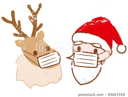 Santa Claus and reindeer wearing masks Santa Claus and reindeer wearing masks 69663569