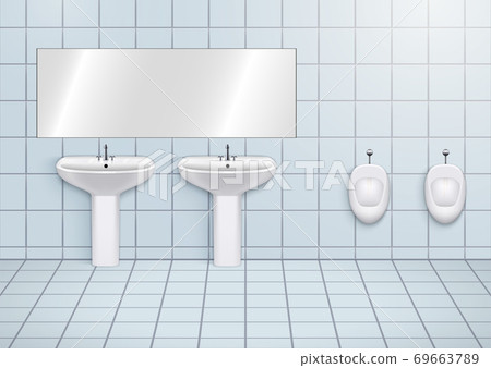 WC restroom with washbasins and urinals 69663789