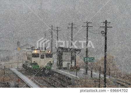 Tadami Line in winter with snow 69664702