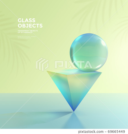 Glass Objects, 3D rendering surreal composition 003 69665449