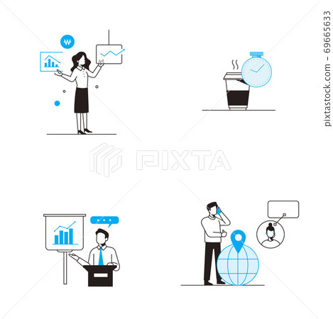 Set of flat linear icons related to business. Symple line pictograms. 005 Set of flat linear icons related to business. Symple line pictograms. 005 69665633