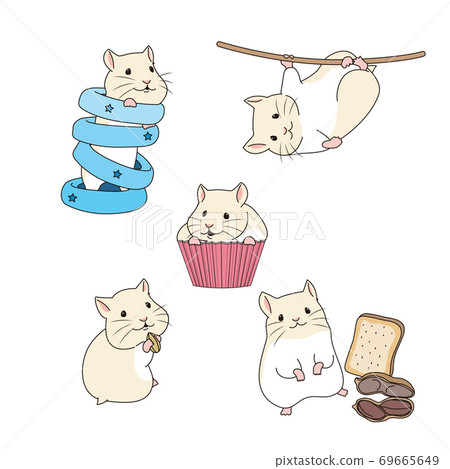 Set of simple cute animal emoticons with different emotions 009 Set of simple cute animal emoticons with different emotions 009 69665649