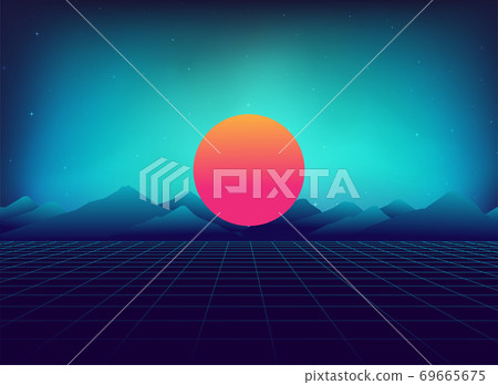 Retro styled digital futuristic background 008 Retro styled digital futuristic background 008 69665675