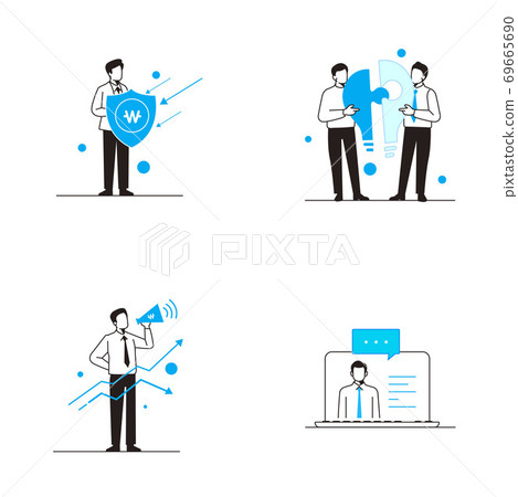 Set of flat linear icons related to business. Symple line pictograms. 004 69665690