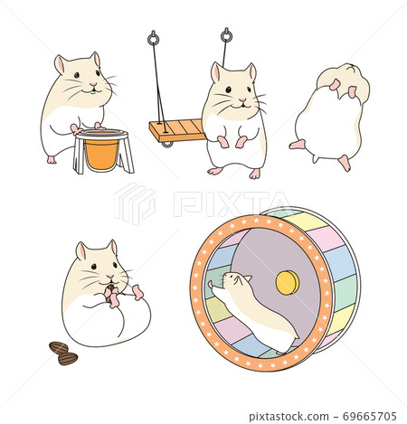 Set of simple cute animal emoticons with different emotions 008 69665705