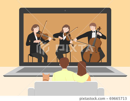 the latest trend- video online culture concept. Home working, interview, concert and video calls 010 69665713