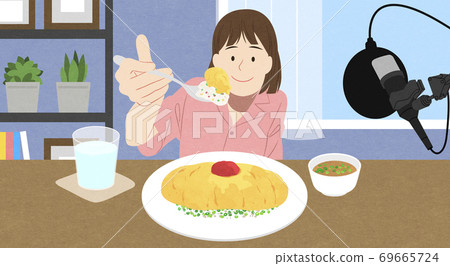 Food eating show, online vloggers eating large quantities of food illustration 010 69665724
