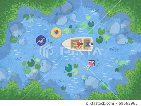 Beautiful summer landscape illustration 002 69665963