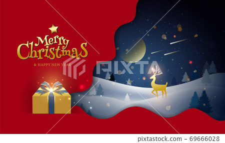 Merry Christmas & Happy New Year, Greeting, Winter, Fantasy Illustration, Vector 69666028