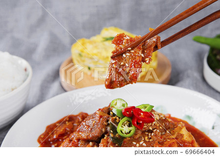 Delicious Korean food, a collection of various Korean dishes 312 69666404