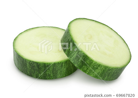 Fresh slice zucchini isolated on white background with clipping path and full depth of field 69667820