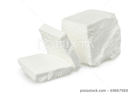 Feta cheese isolated on white background. With clipping path and full depth of field Feta cheese isolated on white background. With clipping path and full depth of field 69667989