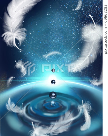 Fantasy background of feathers dancing in the starry sky and the fantastic universe Fantasy background of feathers dancing in the starry sky and the fantastic universe 69668282